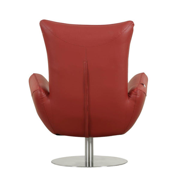 English Elm Global Modern Genuine Italian Leather Recliner Chair in Red with 3-Layer Foam, Chrome Base, Solid Wood Frame B05777799