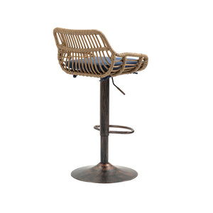 English Elm Modern Swivel Bar Stools Set of 2 Adjustable Counter Height Chairs with Linen Seat Vintage Gold Frame Blue W39594821