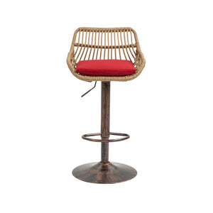 English Elm Modern Swivel Bar Stools Set of 2 Adjustable Counter Height Chairs with Linen Seat Vintage Gold Frame Red W39594820