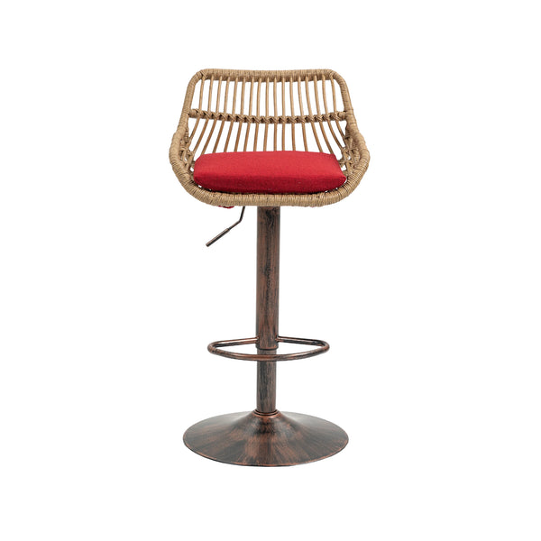 English Elm Modern Swivel Bar Stools Set of 2 Adjustable Counter Height Chairs with Linen Seat Vintage Gold Frame Red W39594820