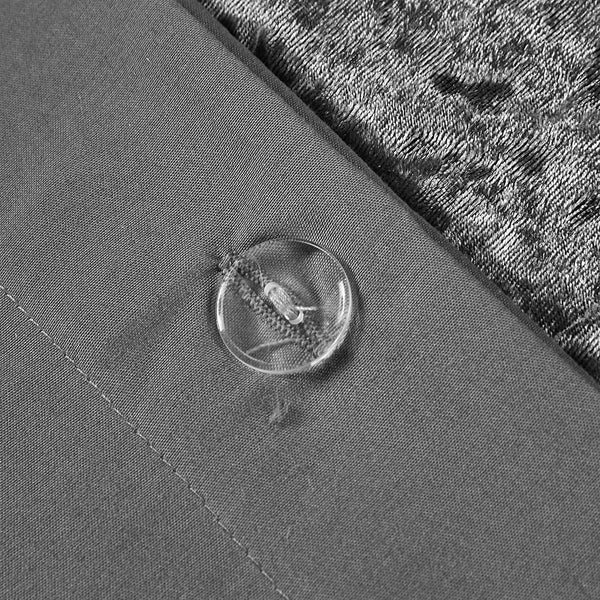 English Elm Full/Queen Velvet Duvet Cover Set Felicia — Quilted Crushed Velvet Grey, 4-Piece Soft Luxury Bedding B03596050