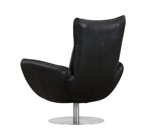 English Elm Global 22" Modern Genuine Italian Leather Lounge Chair with 3-Layer Foam, Stainless Chrome Base, Luxurious Comfort Black B05777796