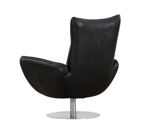 English Elm Global 22" Modern Genuine Italian Leather Lounge Chair with 3-Layer Foam, Stainless Chrome Base, Luxurious Comfort Black B05777796