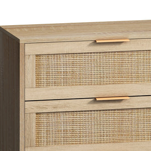 English Elm 51.18"6-Drawers Rattan Storage Cabinet with Natural Woven Drawers for Bedroom Living Room Decor, Durable Extra Storage W75784346