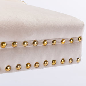 English Elm A&A Corduroy Dining Chair Set - Modern Armless Accent Side Chairs with Gold Metal Base, Tufted Beige Upholstery W114367602 W114367602