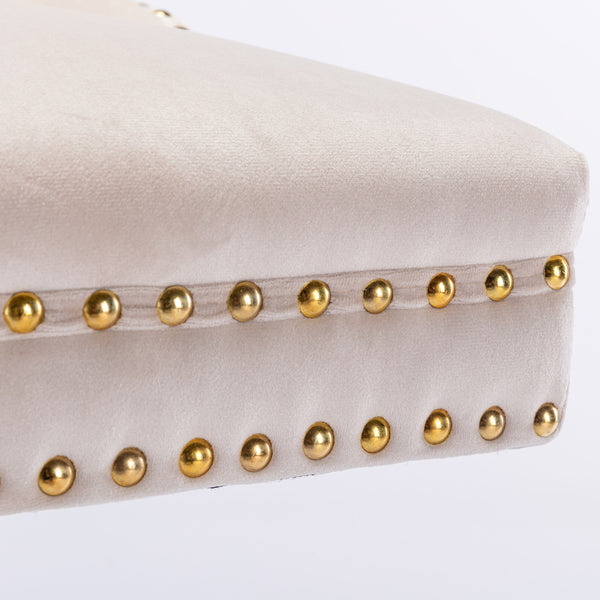 English Elm A&A Corduroy Dining Chair Set - Modern Armless Accent Side Chairs with Gold Metal Base, Tufted Beige Upholstery W114367602 W114367602