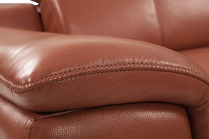 English Elm Global United Top-Grain Italian Leather Power Recliner in Camel with USB, Chrome Legs, Plush Foam Comfort B05777766