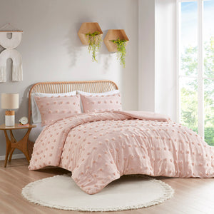 English Elm King/Cal Clip Jacquard Comforter Set with Pom Pom Texture, Hypoallergenic, OEKO‑TEX Certified Quality Pink 9.84 L x 18.9 W x 9.84 H B035129817