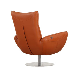 English Elm Global 22" Modern Genuine Italian Leather Lounge Chair with 3-Layer Foam, Stainless Chrome Base, Luxurious Comfort Orange B05777798