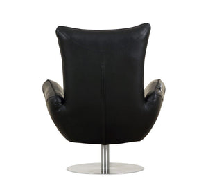 English Elm Global 22" Modern Genuine Italian Leather Lounge Chair with 3-Layer Foam, Stainless Chrome Base, Luxurious Comfort Black B05777796