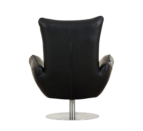 English Elm Global 22" Modern Genuine Italian Leather Lounge Chair with 3-Layer Foam, Stainless Chrome Base, Luxurious Comfort Black B05777796