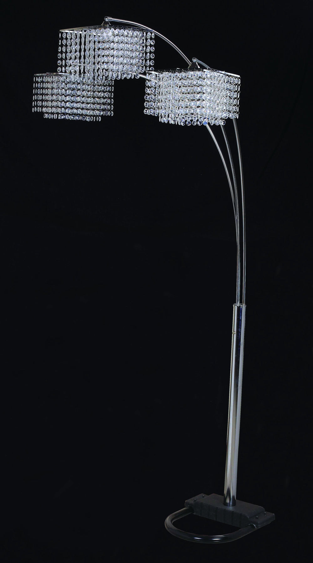 English Elm 84"H Crystal-Inspired Arch Floor Lamp Chrome Finish with Faux Crystals, 3-Shade, 3-Way Switch, UL Listed B080107029