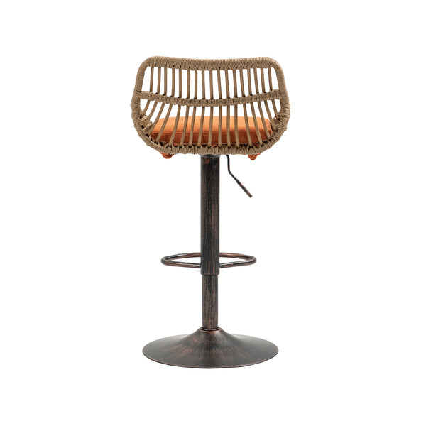 English Elm Modern Swivel Bar Stools Set of 2 Adjustable Counter Height Chairs with Linen Seat Vintage Gold Frame Orange W39594824