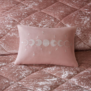 English Elm Full/Queen Velvet Duvet Cover Set Felicia – Crushed Velvet Blush with Quilted Diamond Top, Shams & Pillow, Machine Washable B03596047