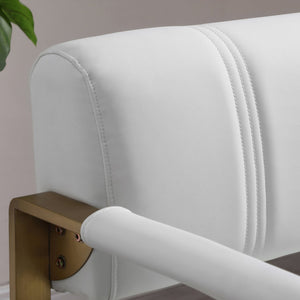 English Elm 57.9" Modern Faux Bonded Leather Loveseat Sofa with Golden Metal Arms — Compact 2-Seater for Apartments White W1117142873