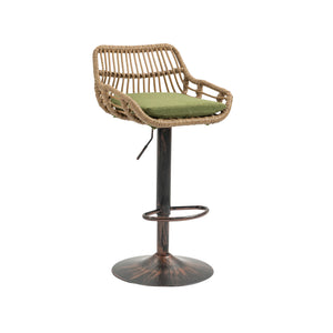 English Elm Modern Swivel Bar Stools Set of 2 Adjustable Counter Height Chairs with Linen Seat Vintage Gold Frame Green W39594822