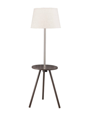 English Elm 57" Round Sofa Side Table with Lamp & USB Power Station, Espresso Mid-Century Modern Accent, 55" B080107020
