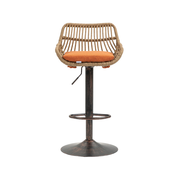 English Elm Modern Swivel Bar Stools Set of 2 Adjustable Counter Height Chairs with Linen Seat Vintage Gold Frame Orange W39594824