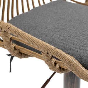 English Elm Modern Swivel Bar Stools Set of 2 Adjustable Counter Height Chairs with Linen Seat, Retro Rattan Back, 360° Rotation and Footrest, Vintage Gold Base, Durable Indoor/Outdoor Seating (Seat Height 25.6–33.9") Gray W39594823