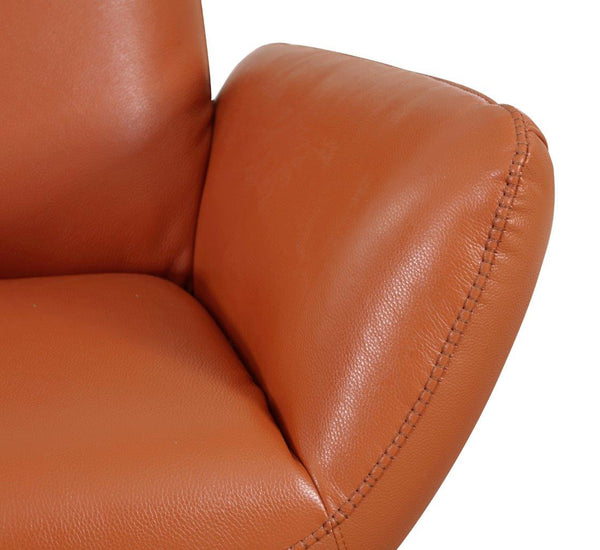English Elm Global 22" Modern Genuine Italian Leather Lounge Chair with 3-Layer Foam, Stainless Chrome Base, Luxurious Comfort Orange B05777798