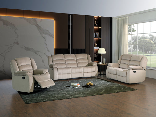 English Elm Global Genuine Italian Leather Power Recliner with USB, Stainless Steel Legs & High-Density Foam Cushioning Beige B05777776