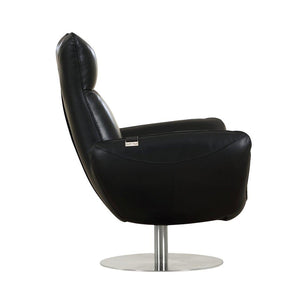 English Elm Global 22" Modern Genuine Italian Leather Lounge Chair with 3-Layer Foam, Stainless Chrome Base, Luxurious Comfort Black B05777796