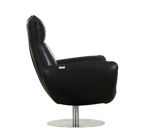 English Elm Global 22" Modern Genuine Italian Leather Lounge Chair with 3-Layer Foam, Stainless Chrome Base, Luxurious Comfort Black B05777796