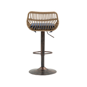 English Elm Modern Swivel Bar Stools Set of 2 Adjustable Counter Height Chairs with Linen Seat Vintage Gold Frame Blue W39594821
