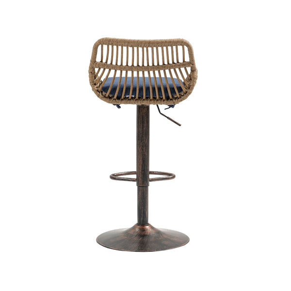 English Elm Modern Swivel Bar Stools Set of 2 Adjustable Counter Height Chairs with Linen Seat Vintage Gold Frame Blue W39594821