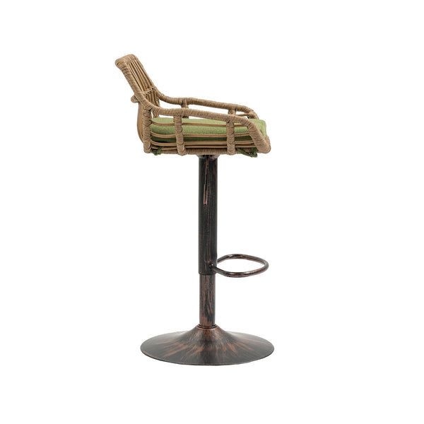English Elm Modern Swivel Bar Stools Set of 2 Adjustable Counter Height Chairs with Linen Seat Vintage Gold Frame Green W39594822