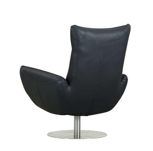 English Elm Global 22" Modern Genuine Italian Leather Lounge Chair with 3-Layer Foam, Stainless Chrome Base, Luxurious Comfort Navy B05777797