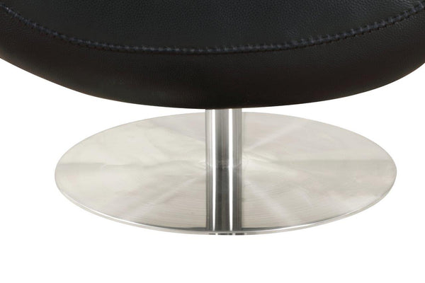 English Elm Global 22" Modern Genuine Italian Leather Lounge Chair with 3-Layer Foam, Stainless Chrome Base, Luxurious Comfort Black B05777796