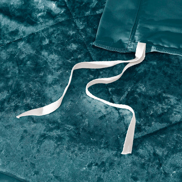 English Elm King/Cal King Velvet Duvet Cover Set Teal Quilted Diamond Velvet with Decorative Pillow, Plush Luxury B03596073