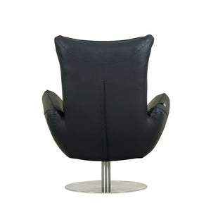 English Elm Global 22" Modern Genuine Italian Leather Lounge Chair with 3-Layer Foam, Stainless Chrome Base, Luxurious Comfort Navy B05777797