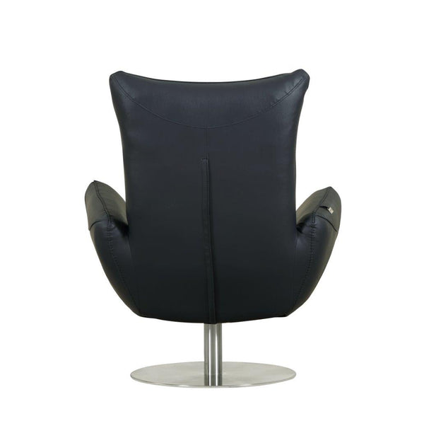 English Elm Global 22" Modern Genuine Italian Leather Lounge Chair with 3-Layer Foam, Stainless Chrome Base, Luxurious Comfort Navy B05777797