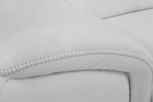 English Elm Global Genuine Italian Leather Power Reclining Sofa with USB, Top-Grain Comfort, Chrome Legs, White B05777774