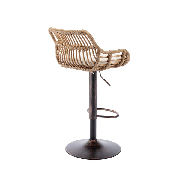 English Elm Modern Swivel Bar Stools Set of 2 Adjustable Counter Height Linen Seats 360° Rotation Vintage Gold W39594819