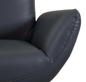 English Elm Global 22" Modern Genuine Italian Leather Lounge Chair with 3-Layer Foam, Stainless Chrome Base, Luxurious Comfort Navy B05777797