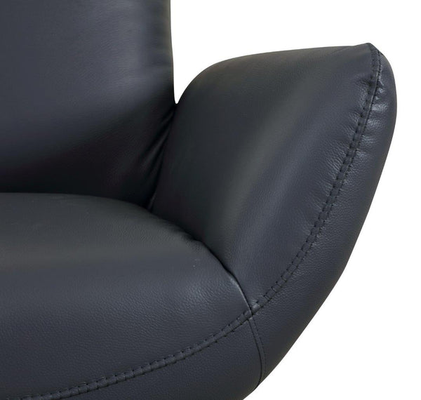 English Elm Global 22" Modern Genuine Italian Leather Lounge Chair with 3-Layer Foam, Stainless Chrome Base, Luxurious Comfort Navy B05777797