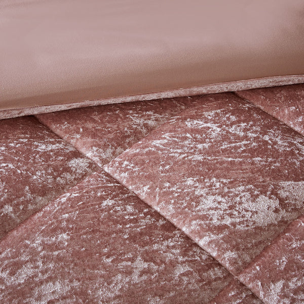 English Elm King/Cal Velvet Duvet Cover Set with Quilted Diamond Texture, Decorative Pillow, Soft Luxe Feel Blush 15.75 L x 12.6 W x 7.87 H B03596070