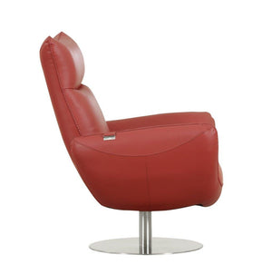 English Elm Global Modern Genuine Italian Leather Recliner Chair in Red with 3-Layer Foam, Chrome Base, Solid Wood Frame B05777799