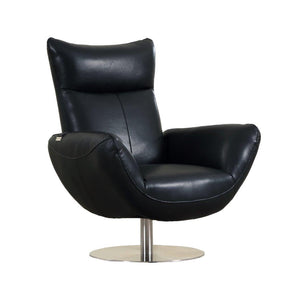 English Elm Global 22" Modern Genuine Italian Leather Lounge Chair with 3-Layer Foam, Stainless Chrome Base, Luxurious Comfort Black B05777796