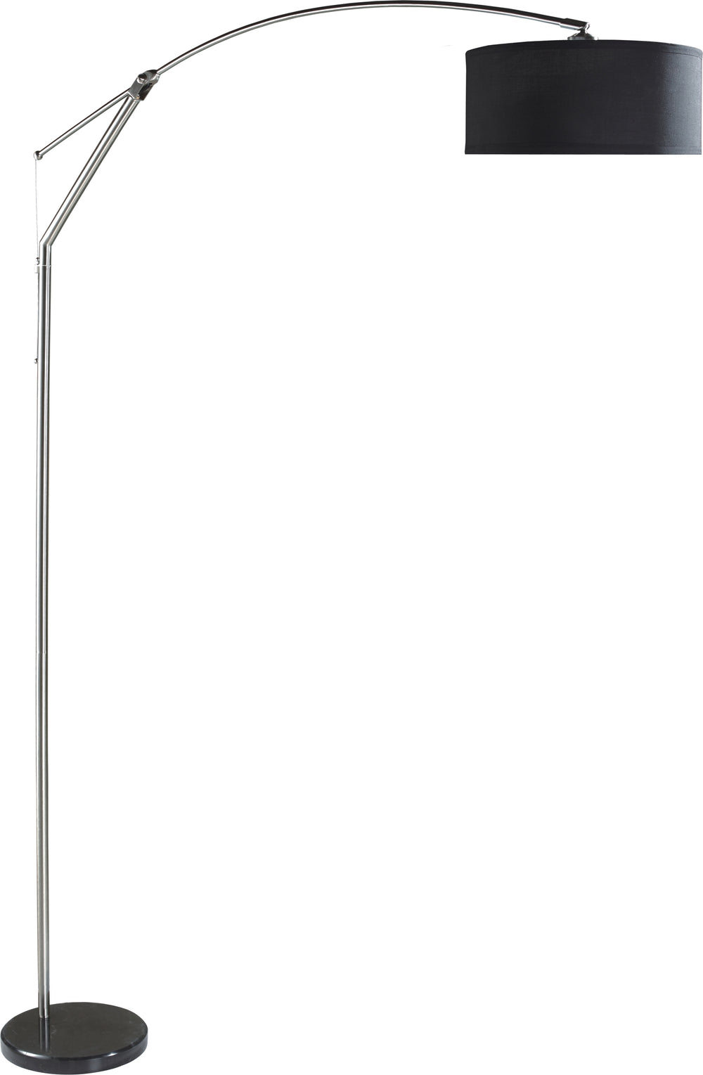 English Elm 81"H Black Arch Floor Lamp with Adjustable Arm, Brushed Steel Body & Fabric Shade, UL Listed, 81" B080107030