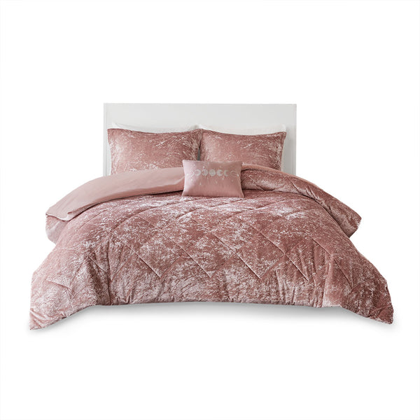 English Elm King/Cal Velvet Duvet Cover Set with Quilted Diamond Texture, Decorative Pillow, Soft Luxe Feel Blush 15.75 L x 12.6 W x 7.87 H B03596070