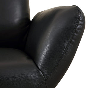 English Elm Global 22" Modern Genuine Italian Leather Lounge Chair with 3-Layer Foam, Stainless Chrome Base, Luxurious Comfort Black B05777796