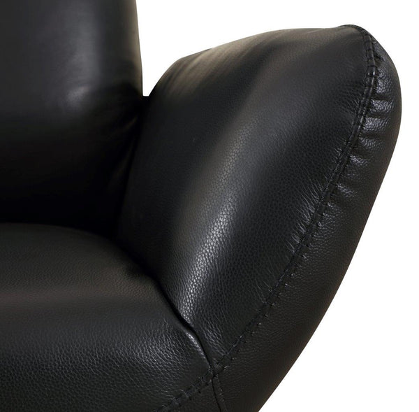 English Elm Global 22" Modern Genuine Italian Leather Lounge Chair with 3-Layer Foam, Stainless Chrome Base, Luxurious Comfort Black B05777796