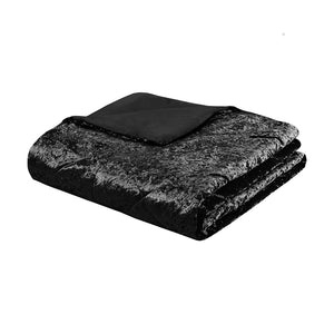 English Elm Twin/Twin Velvet Duvet Cover Set Felicia Crushed Diamond Quilted Black with Pillow, Soft Luxe Care B03596067