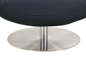 English Elm Global 22" Modern Genuine Italian Leather Lounge Chair with 3-Layer Foam, Stainless Chrome Base, Luxurious Comfort Navy B05777797