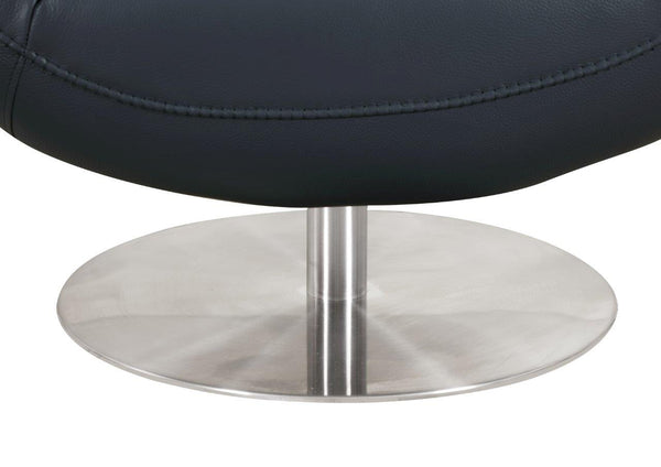 English Elm Global 22" Modern Genuine Italian Leather Lounge Chair with 3-Layer Foam, Stainless Chrome Base, Luxurious Comfort Navy B05777797