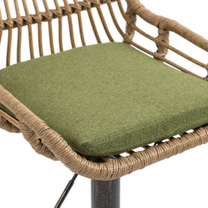 English Elm Modern Swivel Bar Stools Set of 2 Adjustable Counter Height Chairs with Linen Seat Vintage Gold Frame Green W39594822